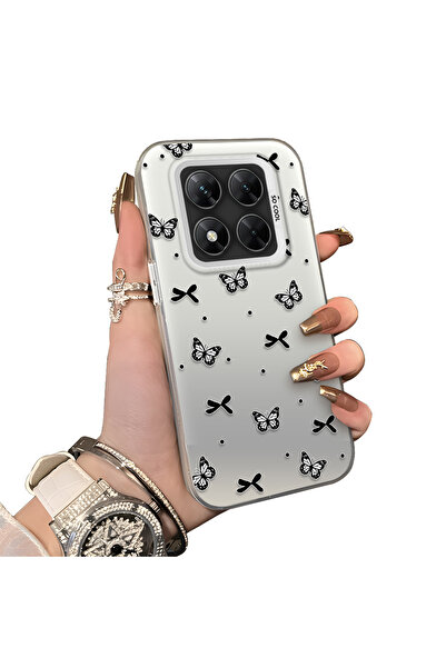 ucuc Xiaomi Poco X7 5g Compatible Acrylic Back Silicone Edge Bow Protective Case