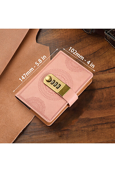 Choice دفتر كلمات مرور وردي بتصميم كلاسيكي، مقاس A7 (4 × 5.8 بوصة)، مزود بقفل...