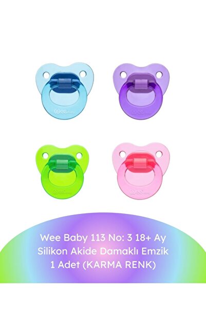 Wee Baby 113 No: 3 18+ Ay Silikon Akide Damaklı Emzik 1 Adet (KARMA RENK)