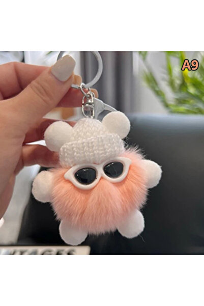 Choice E006-3 Orange Mini Rex Rabbit Fluffy Key Chains Pom Pon Trinket Hangin...