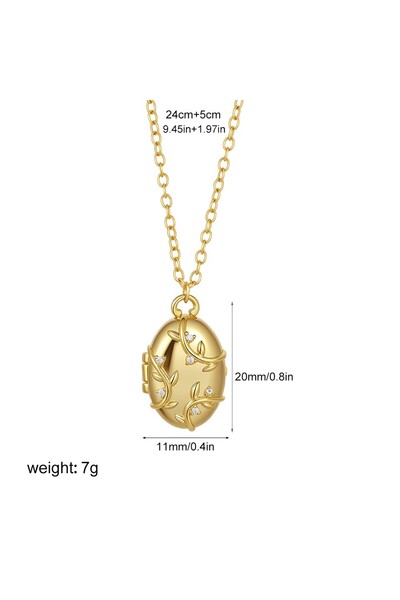 Choice T574 1 Creative Filled with Zircon Oval Openable Locket Necklace Photo Frame Choker for Women Mother