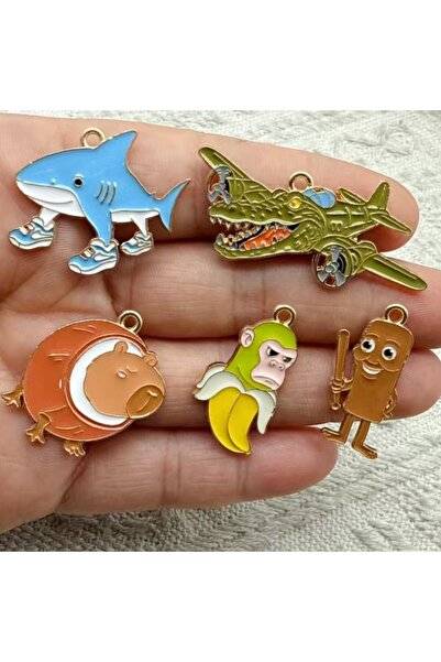 Miniso Rhodium Plated 10pcs Alloy Dripping Oil Pendant Earrings Charms Jewelry DIY Cartoon Bear Animal Ser