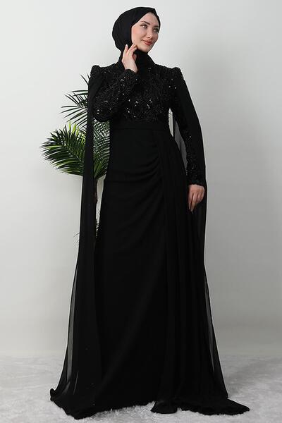 lizatesettür Münteha Tesettür Abiye Siyah