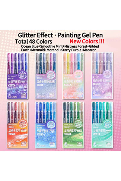 Choice مجموعة أقلام جل ملونة لامعة من لانغو، 48 لونًا، 1.0 مم، مثالية للكتابة...