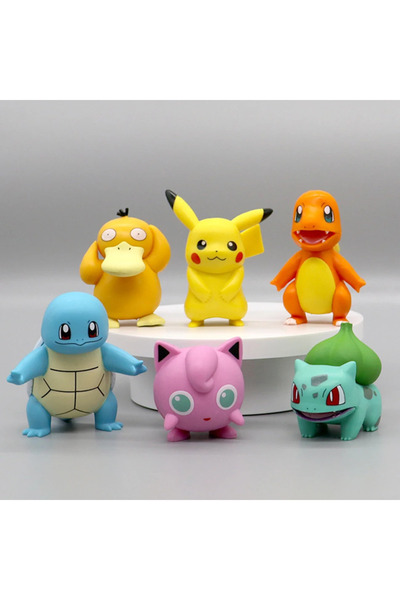 BANDAI 6pcs 6Pcs/Set Pokemon PVC Action Figures Set Pikachu Anime Toy Cake Topper Car Ornament for Kids Bir