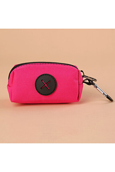 Choice7 rose red Canvas Dog Poop Bag Holder, Outdoor Pet Waste Bag Dispenser with Carabiner Clip, Animal Was