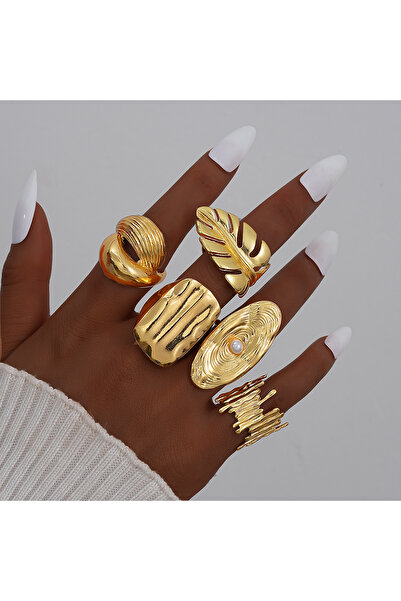 Choice AYA6505701HB 5 Pcs Fashion Exaggerated Irregular Ring Set for Women Vi...
