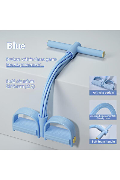 Choice Blue 6-Tube Resistance Band Non-Slip Handles Household Fitness Yoga Ab...