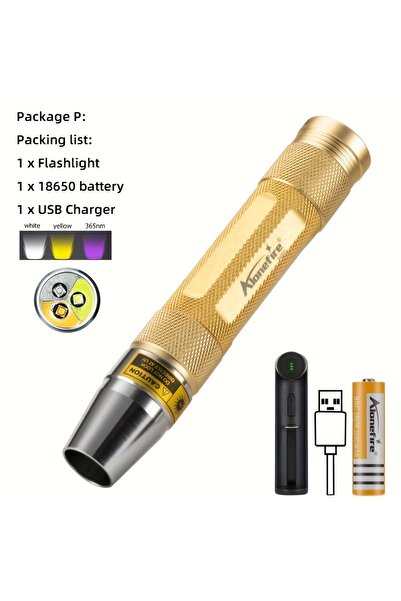 Choice مصباح يدوي SV320 ذهبي 3 في 1 أبيض أصفر فوق بنفسجي 365 نانومتر LED مجوهرات حجر اليشم علامة غير مرئية خام