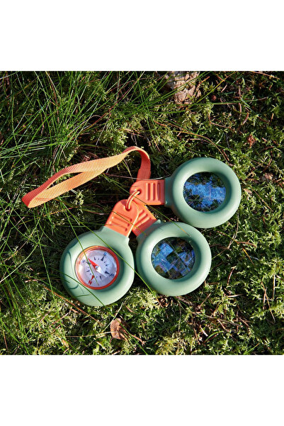 IKEA MAJBAGGE Doğa Keşif Seti, Yeşil-Turuncu, Pusula,Büyüteç,Prizma Camı, 3 Parça