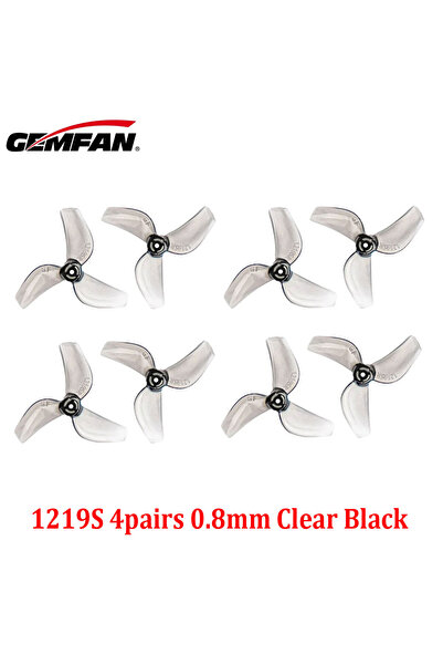 Choice 4 أزواج من مراوح Gemfan 1219S ثلاثية الشفرات مقاس 31 مم، شفافة سوداء، ...