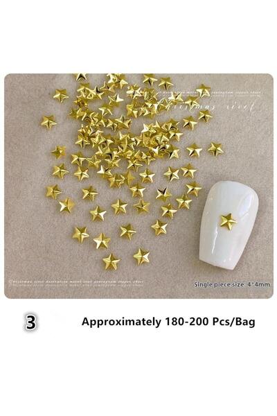 Choice 3 Hollow Star Nail Art Art Rivet Charms 3d Alloy Five-Pointed-Star Gold Silver Diamond Nail Decorat.