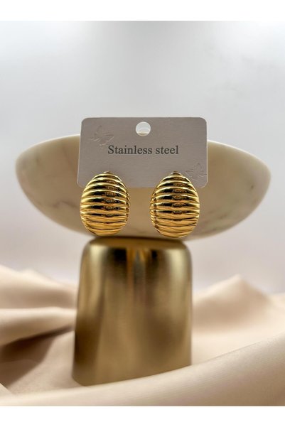 FIORA AKSESUAR Steel Vintage Gold Earrings
