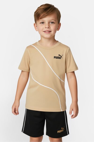 Puma Toddlers Boy 2 Pieces Brand Logo Short Sleeve T-Shirt And Shorts Set, Multicolor