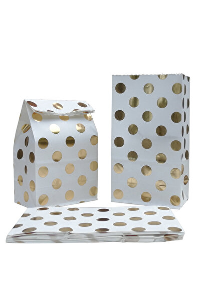 Choice 25.5x14x8 cm gold dot 10 pcs gold dot large Party Favor Bags, Gift Bags,Solid Color Paper Bag,Birthd