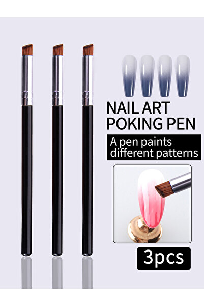 Choice فرشاة تزيين الأظافر متدرجة اللون باللون الأسود، فرشاة فنية للمانيكير، طلاء جل بالأشعة فوق البنفسجية، قلم خشبي للرسم والتلوين.