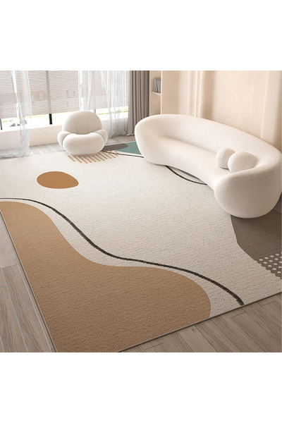 Generic Abstract Beige Area Rug Non Slip Modern Geometric Living Room Carpet 160x230CM for Living Room 04