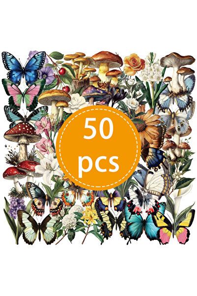 Choice 50PCS-TZ-427 50PCS Retro Forest Mushroom Butterfly Graffiti Sticker St...