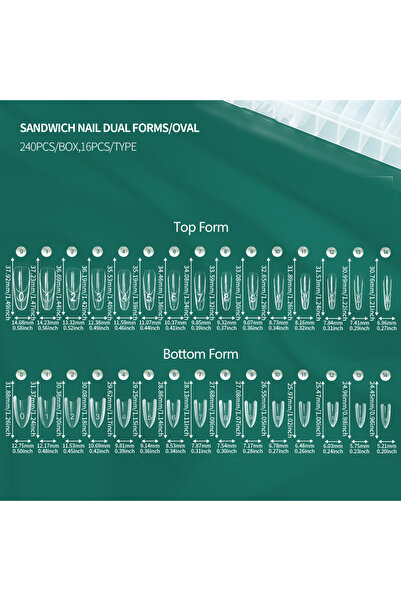 Choice SANDWICH OVAL Nailpop Nail Sandwich Dual Forms Clear 15 Shapes Professional Salon Art Kit for Perfec