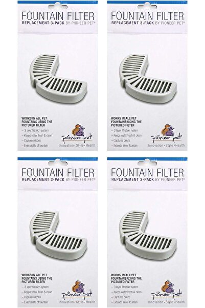 Pioneer Pet Replacement Filters for Ceramic and Stainless Steel Fountains, 4 Pack (12 filters)
