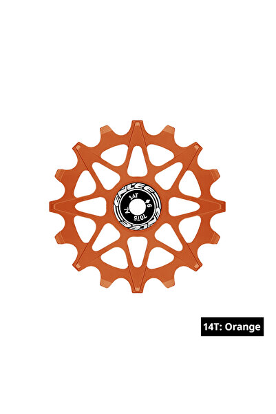Choice محول سرعات خلفي للدراجة من TaoCi 14TOrange ENLEE، مزود بعجلة توجيه سيراميكية ذات أسنان موجبة وسالبة.