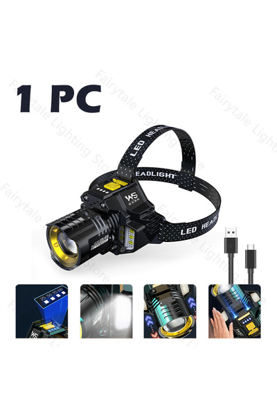 choice2 مصباح أمامي LED قوي مزود بمستشعر حركة، بطارية قابلة للشحن 1200 مللي أ...