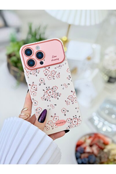 Go Aksesuar Iphone 16 PROMAX Uyumlu Kaplama Kamera Baskı Mini Çiçek Tasarımlı...