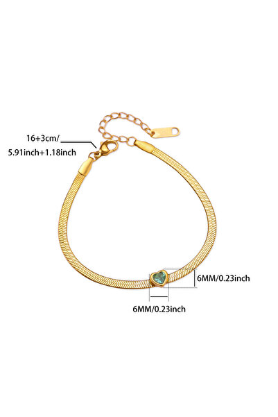 Choice 19cm B1805G-3 Zircon Birthstone Heart Bracelets For Women Gold Color S...