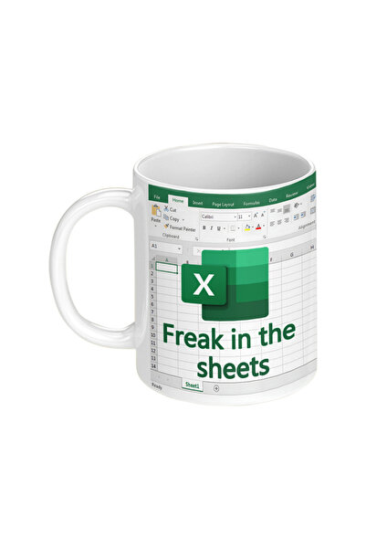Choice B Creative Excel Freak in The Sheets Ceramic Mug 301-400ml,Fun Office Coffee Mug,Fun Office Form Ce.