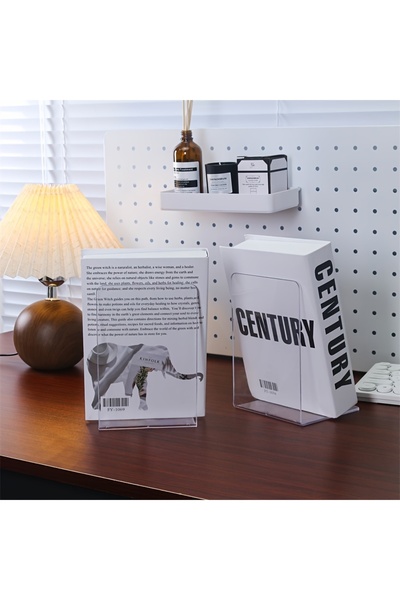 Choice Clear 2pcs Sleek Transparent Bookends - Durable PP Plastic Desk Organi...