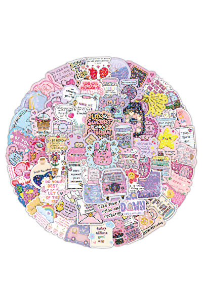 Choice1 100 قطعة - AB 50/100 قطعة ملصقات نصية كرتونية ملهمة، فيلم لامع، ملصقا...