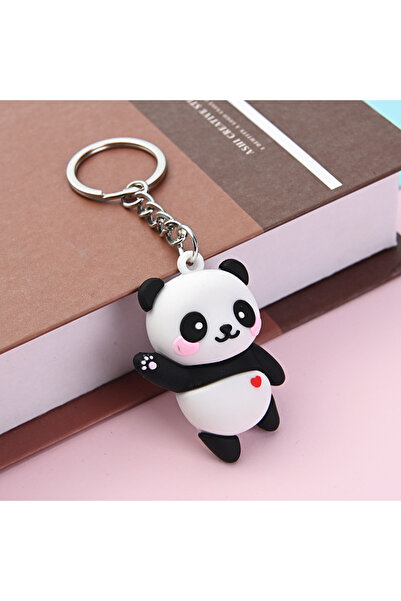 Choice حقيبة دمية باندا كرتونية ثلاثية الأبعاد لطيفة مصنوعة من الغراء الناعم مع سلسلة مفاتيح.