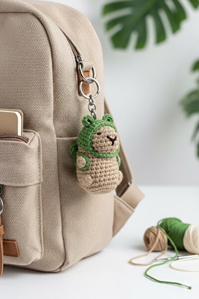 BAYÇAĞRI Handmade Keychain and Bag Accessory with Cute Capybara Figure
