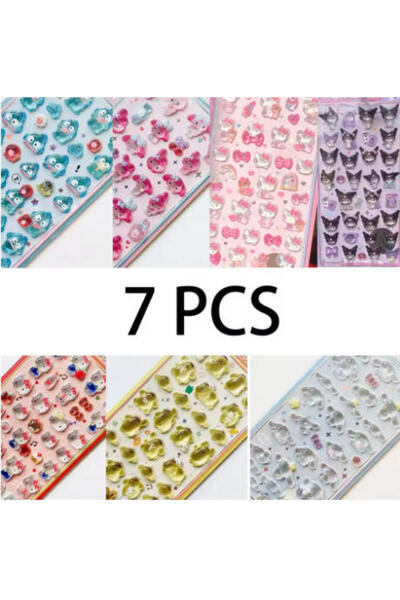 Miniso 05 **ملصقات أنمي هيلو كيتي، هانغيدون، سينامورول ثلاثية الأبعاد شفافة م...