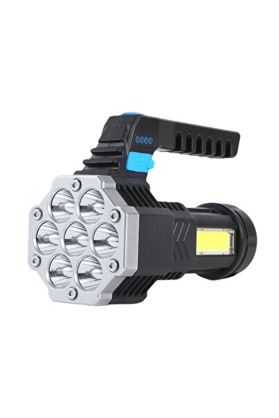 Choice مصباح يدوي أسود قابل لإعادة الشحن عالي الطاقة مزود بـ 7 مصابيح LED، يعمل ببطارية 18650، مصباح يدوي محمول قابل لإعادة الشحن عبر منفذ USB، طاقة