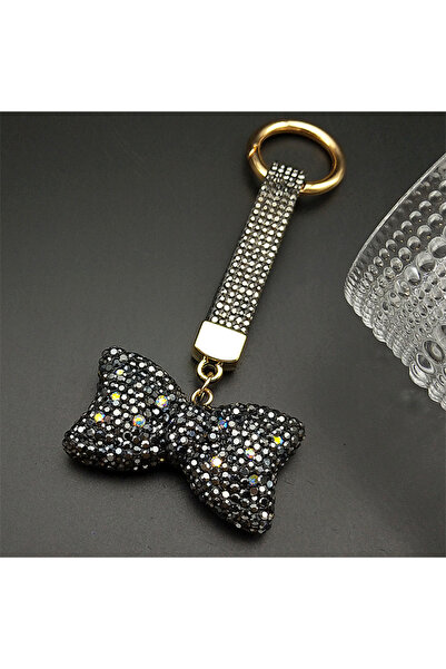Choice A black Kawaii Pink Butterfly Keyring Women Men Full Rhinestone Crystal Female Light Luxury Bag Hang