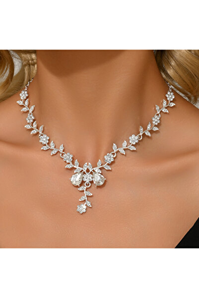 Choice 802171-S قطعة واحدة قلادة عصرية أنيقة بتصميم قطرة ماء وورقة شجر، مناسبة للمواعيد والحفلات