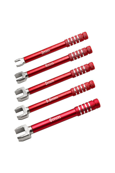 Choice D339 Red Professional RC Wrench Set 3/4/5/5.5/6mm, Medium Carbon Steel Open End Spanner for Crawler