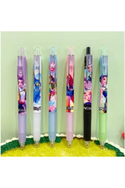 Choice قلم حبر أسود عشوائي - 6 قطع، 6/3/12 قطعة، بتصميم مستوحى من شخصيات الكي...