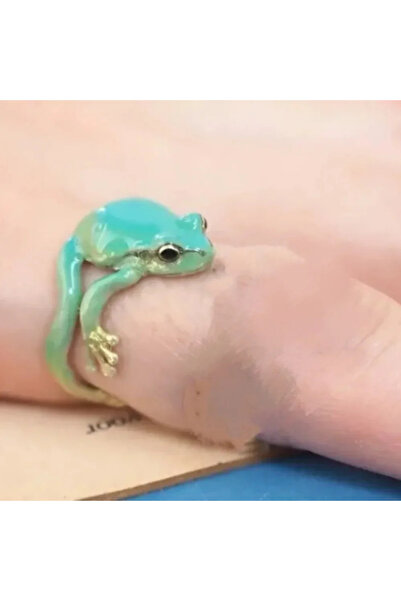 Choice خاتم ضفدع شجر أخضر صغير قابل للتعديل باللون الأزرق، خواتم مفتوحة على ش...