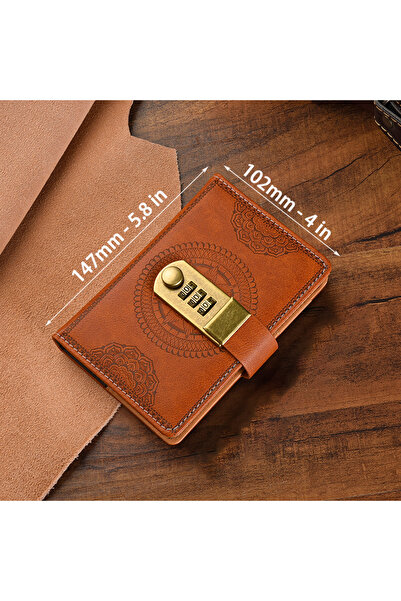 Choice A7 (4x5.8 in) Brown Retro Password Book A7 (4*5.8 in) With Lock Creative Thick And Durable Notepad,