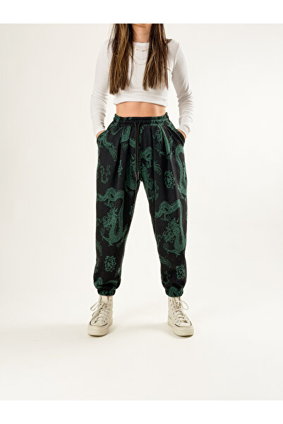 COCOPELLI Chinese Patterned Pleated Women's Jogger Pants Coc2679