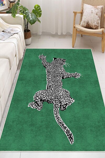 Pelura Halı Leopar Desenli Dijital Baskılı Kaymaz Taban Yıkanabilir Halı