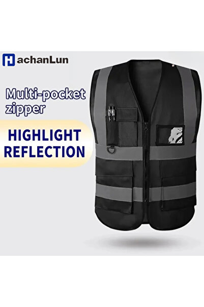 Choice black HACHANLUN Black Reflective Vest Vest Reflective Vest Traffic Riding Vest Overalls Multi-pocket