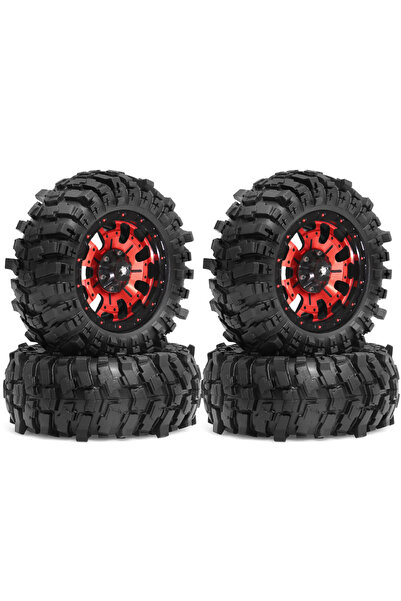 Choice مجموعة عجلات وإطارات معدنية حمراء مكونة من 4 قطع، مقاس 1.9 بوصة، بنظام...