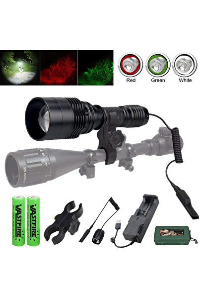 Choice ZOOM Package C 3in1 Multicolor Zoom Flashlight Tactical White/Red/Green Lighting Flashlight Torch Zo