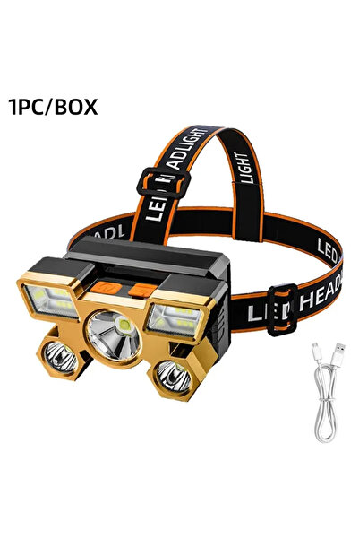 Choice مصباح رأس أصفر قوي قابل لإعادة الشحن، مثالي للصيد، مصباح LED أمامي، مصابيح نايت كور للتخييم H