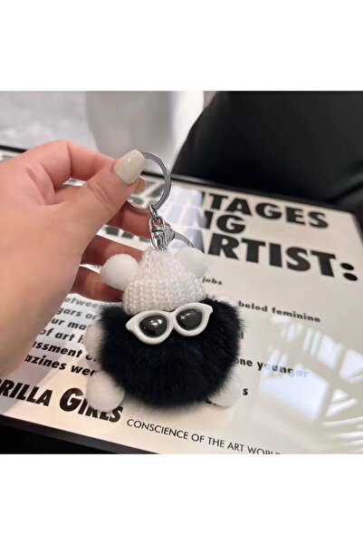 Choice سلسلة مفاتيح E006-5 من أرنب ريكس الصغير الأسود الناعم، زينة معلقة على شكل دمية حيوانية من القطيفة