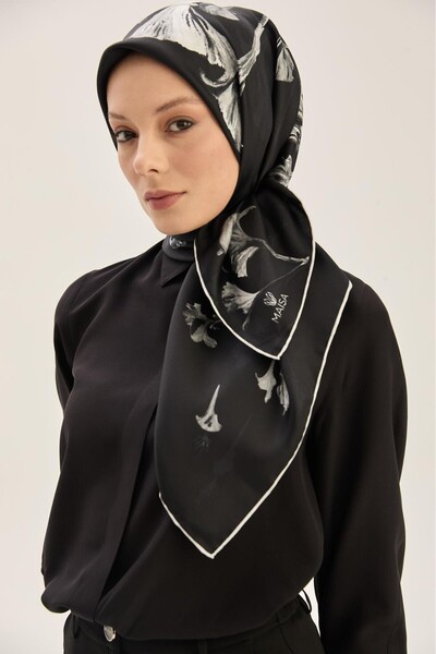 Maisa Eșarfă de mătase Eflin Tivil NEGRĂ 90 x 90