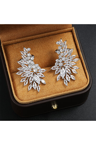 Choice أقراط زاكول الفاخرة المرصعة بالزركونيا المكعبة اللامعة على شكل زهرة، ب...